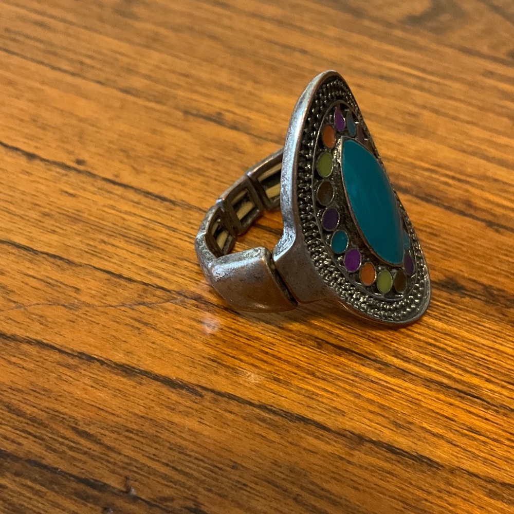 Colorful Oval Statement Ring - Picture 2 of 5